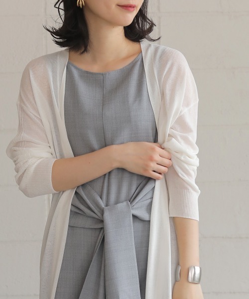 Bou Jeloud(ブージュルード)の「さらさら素材◆袖ラインロングカーディガン(カーディガン/ボレロ・レディース・ライトグレー/ブラック/ベージュ/グレー/オフホワイト/カーキ/サンドベージュ・FREE)」の9枚目の写真