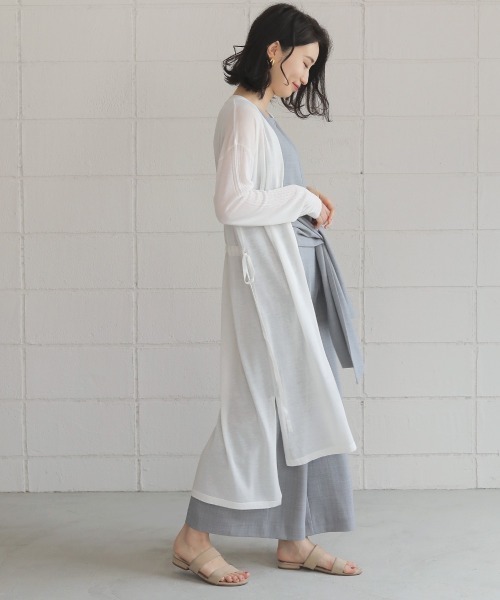 Bou Jeloud(ブージュルード)の「さらさら素材◆袖ラインロングカーディガン(カーディガン/ボレロ・レディース・ライトグレー/ブラック/ベージュ/グレー/オフホワイト/カーキ/サンドベージュ・FREE)」の10枚目の写真