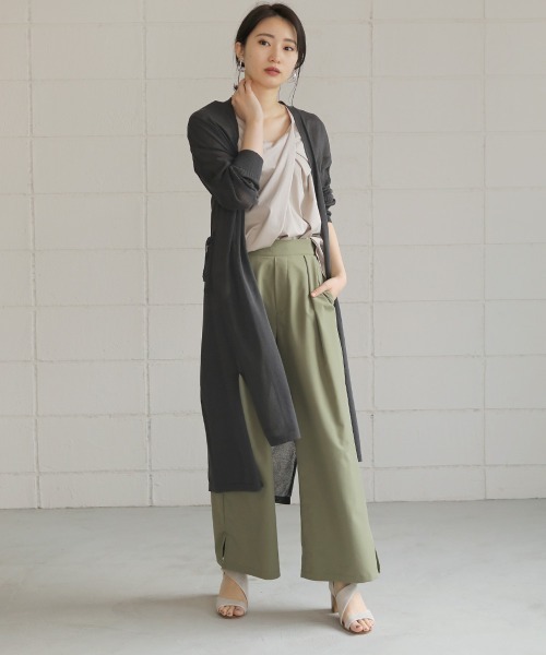 Bou Jeloud(ブージュルード)の「さらさら素材◆袖ラインロングカーディガン(カーディガン/ボレロ・レディース・ライトグレー/ブラック/ベージュ/グレー/オフホワイト/カーキ/サンドベージュ・FREE)」の13枚目の写真