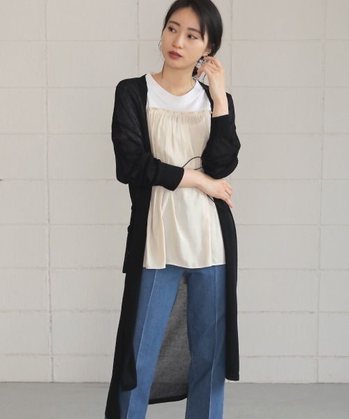 Bou Jeloud(ブージュルード)の「さらさら素材◆袖ラインロングカーディガン(カーディガン/ボレロ・レディース・ライトグレー/ブラック/ベージュ/グレー/オフホワイト/カーキ/サンドベージュ・FREE)」の17枚目の写真