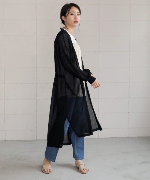 Bou Jeloud(ブージュルード)の「さらさら素材◆袖ラインロングカーディガン(カーディガン/ボレロ・レディース・ライトグレー/ブラック/ベージュ/グレー/オフホワイト/カーキ/サンドベージュ・FREE)」の18枚目の写真