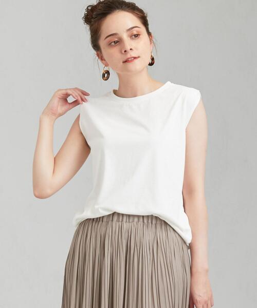 green label relaxing（グリーンレーベルリラクシング）の「[吸水速乾/エアラブルシック] CFC ノースリーブ プルオーバー カットソー（タンクトップ・レディース・オフホワイト/イエロー/オリーブ/ブラック/ライトブルー・FREE）」の2枚目の写真