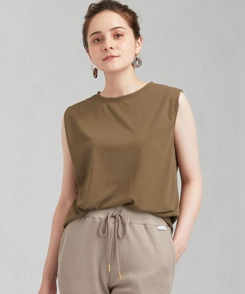 green label relaxing（グリーンレーベルリラクシング）の「[吸水速乾/エアラブルシック] CFC ノースリーブ プルオーバー カットソー（タンクトップ・レディース・オフホワイト/イエロー/オリーブ/ブラック/ライトブルー・FREE）」の3枚目の写真