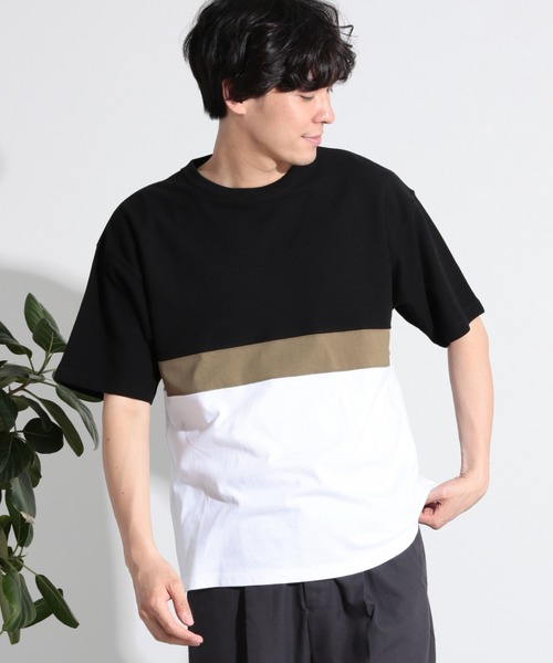 LAKOLE（ラコレ）の「3段切替Tシャツ / LAKOLE（Tシャツ/カットソー・メンズ・ブラック/ベージュ/ホワイト・LARGE/MEDIUM）」の2枚目の写真