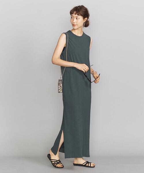 BEAUTY&YOUTH UNITED ARROWS（ビューティーアンドユースユナイテッドアローズ）の「BY サイドスリットノースリーブマキシカットソーワンピース о（ワンピース・レディース・ピンク/ダークグリーン/ダークグレー・FREE）」の7枚目の写真