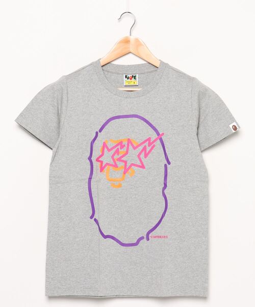 A BATHING APE(アベイシングエイプ)の「NEON SIGN APE HEAD TEE L(Tシャツ/カットソー・レディース・ホワイト/ブラック/グレー・SMALL/X-SMALL)」の3枚目の写真