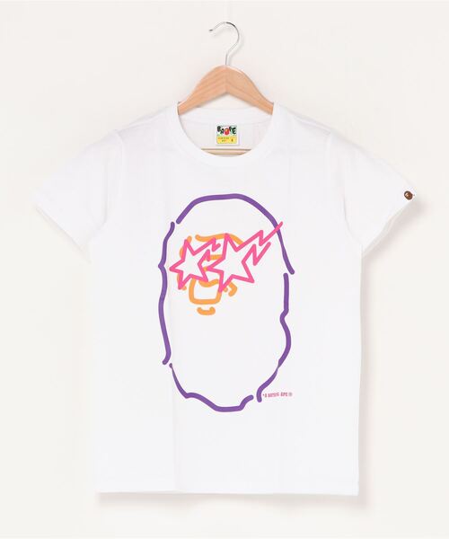 A BATHING APE(アベイシングエイプ)の「NEON SIGN APE HEAD TEE L(Tシャツ/カットソー・レディース・ホワイト/ブラック/グレー・SMALL/X-SMALL)」の2枚目の写真