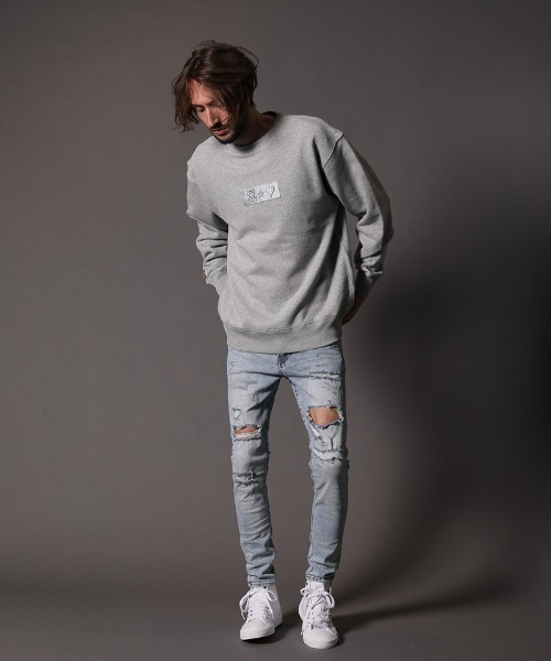 STUD MUFFIN（スタッドマフィン）の「msw843-12ozヘビーウエイト裏毛 3Dワッペン&RELAXフォームPT プルオーバー（スウェット・メンズ・ブラック/杢グレー・2/3/4）」の9枚目の写真