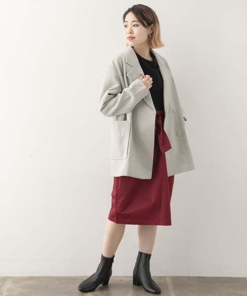 新品!!UR アーバンリサーチ メルトン ダブル ショートコート グレー 40 (L) 送料900円☆URBAN RESEARCH ウール混 定価1.3万円 冬物 灰系★ アイテムズ アーバンリサーチ ITEMS URBAN RESEARCH ウール混 メルトン