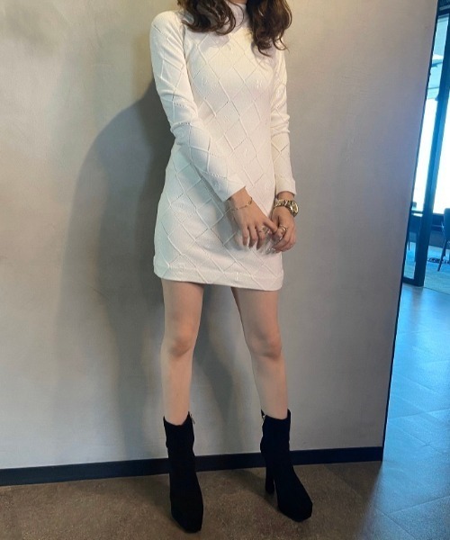 セール Es ワンピース ロゴ刺繍アーガイルニットワンピース ワンピース Eimy Eimy Istoire エイミーイストワール のファッション