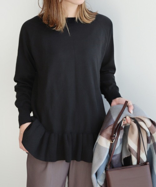 reca（レカ）の「裾フレアニットプルオーバー（ニット/セーター・レディース・ブラック/モカ/カーキ・M）」の7枚目の写真