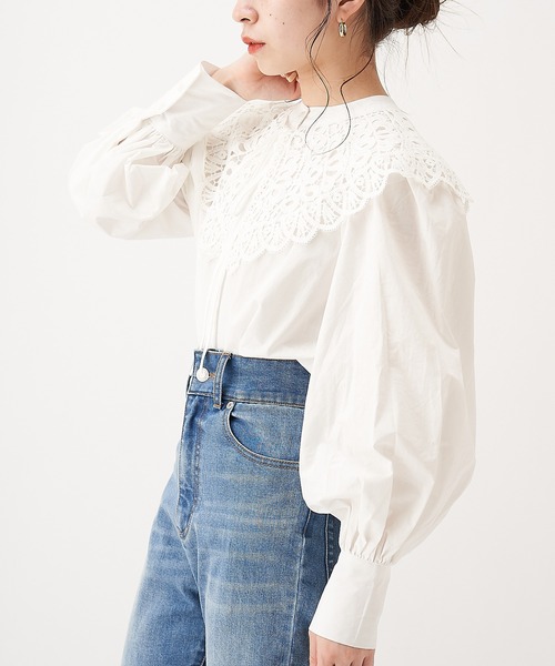 Chico（チコ）の「刺繍レース付け襟2wayスタンドブラウス（シャツ/ブラウス・レディース・ホワイト/ブラック/ライトベージュ・FREE）」の18枚目の写真