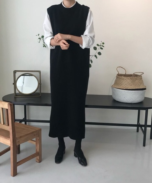 SMILE ORCHID（スマイルオーキッド）の「ロング丈ニットベスト（ベスト・レディース・ブラック/グレー・FREE）」の10枚目の写真