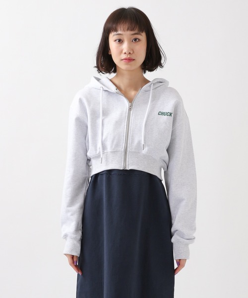 CHUCK（チャック）の「CHUCK／ロゴショートZIPパーカー 2940823（パーカー・レディース・ライトグレー/ライトパープル・FREE）」の8枚目の写真