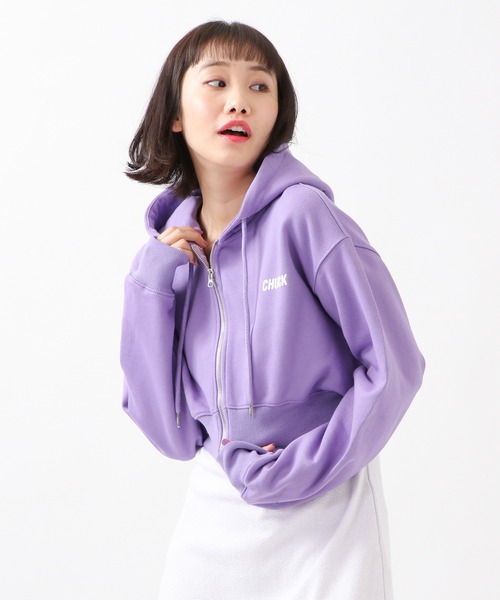CHUCK（チャック）の「CHUCK／ロゴショートZIPパーカー 2940823（パーカー・レディース・ライトグレー/ライトパープル・FREE）」の11枚目の写真
