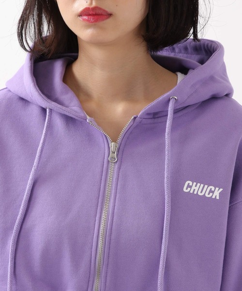 CHUCK（チャック）の「CHUCK／ロゴショートZIPパーカー 2940823（パーカー・レディース・ライトグレー/ライトパープル・FREE）」の17枚目の写真