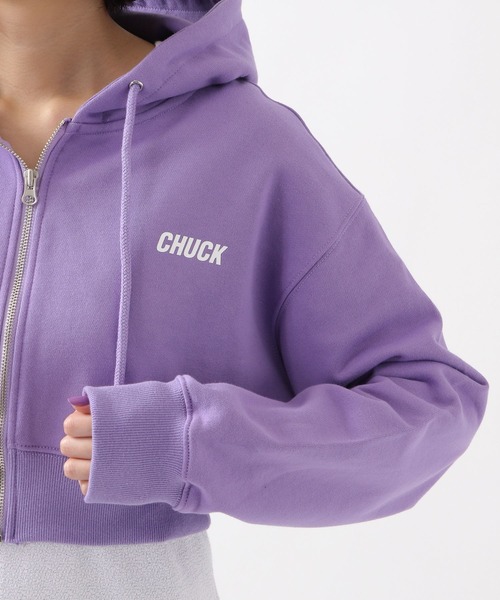 CHUCK（チャック）の「CHUCK／ロゴショートZIPパーカー 2940823（パーカー・レディース・ライトグレー/ライトパープル・FREE）」の18枚目の写真