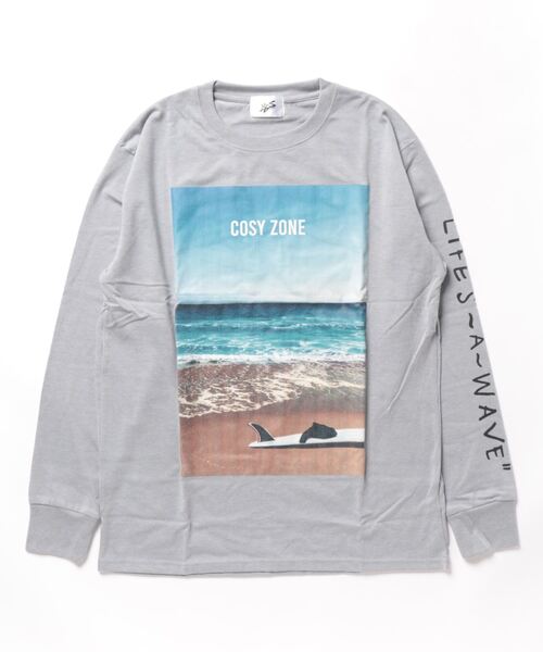 sunny branch(サニーブランチ)の「★Bl★サーフプリント長袖Tシャツ 天竺(Tシャツ/カットソー・レディース・ホワイト/ブラック/グレー/グリーン・MEDIUM/LARGE)」の3枚目の写真