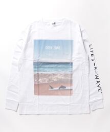 ★Bl★サーフプリント長袖Tシャツ 天竺