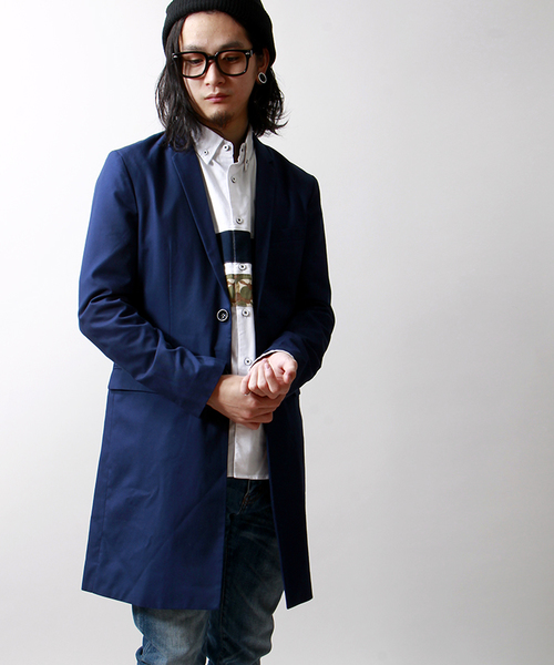 WEGO（ウィゴー）の「WEGO/ノッチドチェスターコート（チェスターコート・メンズ・ブラック/ネイビー/ブルー系その他・LARGE/MEDIUM）」の2枚目の写真