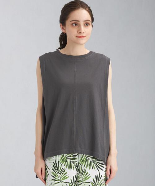 green label relaxing（グリーンレーベルリラクシング）の「CFC VINTAGEライク フレア ノースリーブ カットソー（Tシャツ/カットソー・レディース・ピンク/ダークグレー/ナチュラル・FREE）」の2枚目の写真