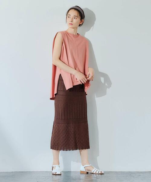 green label relaxing（グリーンレーベルリラクシング）の「CFC VINTAGEライク フレア ノースリーブ カットソー（Tシャツ/カットソー・レディース・ピンク/ダークグレー/ナチュラル・FREE）」の6枚目の写真