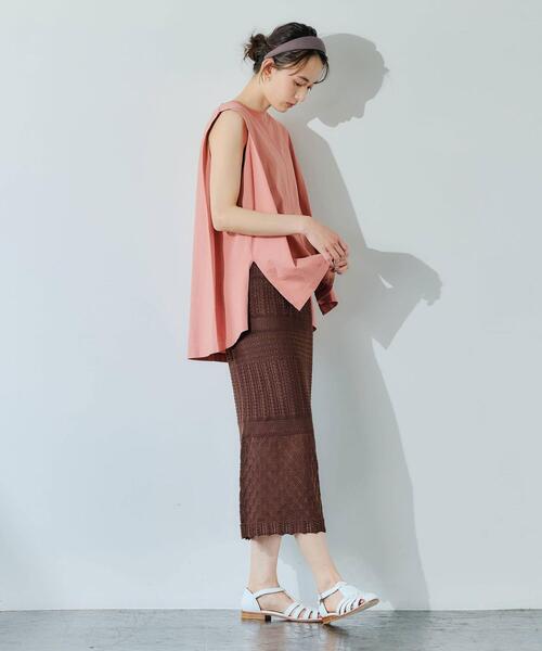 green label relaxing（グリーンレーベルリラクシング）の「CFC VINTAGEライク フレア ノースリーブ カットソー（Tシャツ/カットソー・レディース・ピンク/ダークグレー/ナチュラル・FREE）」の12枚目の写真