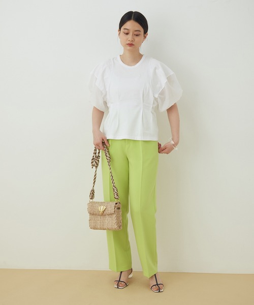 ADAM ET ROPE'（アダムエロペ）の「【WEB限定】ファブリックコンビプルオーバー（Tシャツ/カットソー・レディース・ブラック/ライトグレー/ホワイト・FREE）」の5枚目の写真