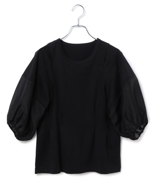 ADAM ET ROPE'（アダムエロペ）の「【WEB限定】ファブリックコンビプルオーバー（Tシャツ/カットソー・レディース・ブラック/ライトグレー/ホワイト・FREE）」の9枚目の写真