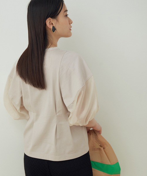 ADAM ET ROPE'（アダムエロペ）の「【WEB限定】ファブリックコンビプルオーバー（Tシャツ/カットソー・レディース・ブラック/ライトグレー/ホワイト・FREE）」の17枚目の写真