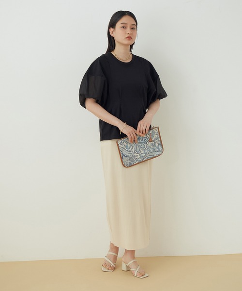 ADAM ET ROPE'（アダムエロペ）の「【WEB限定】ファブリックコンビプルオーバー（Tシャツ/カットソー・レディース・ブラック/ライトグレー/ホワイト・FREE）」の19枚目の写真