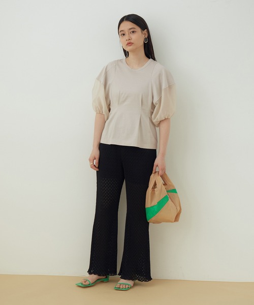 ADAM ET ROPE'（アダムエロペ）の「【WEB限定】ファブリックコンビプルオーバー（Tシャツ/カットソー・レディース・ブラック/ライトグレー/ホワイト・FREE）」の21枚目の写真