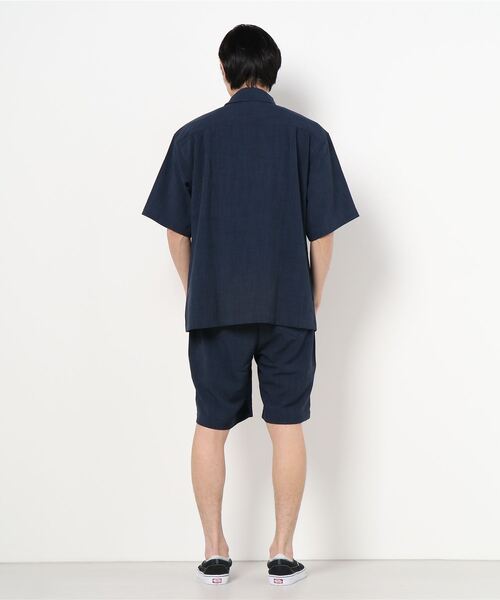 ADMIX/ATELIER SAB MEN（アドミックスアトリエサブメン）の「リネン麻調シャンブレー / オーバーサイズ CPOシャツ ＆ ハーフパンツ ＆ 巾着 セットアップ 3点セット（セットアップ・メンズ・ネイビー/キナリ/ブラック/ダークブラウン・48/50/52）」の6枚目の写真