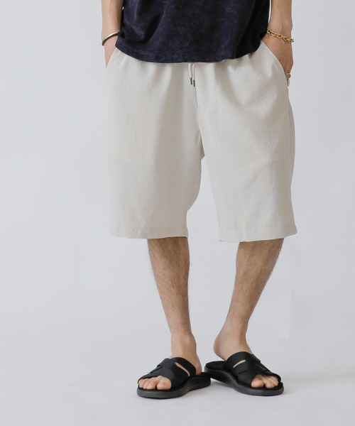 ADMIX/ATELIER SAB MEN（アドミックスアトリエサブメン）の「リネン麻調シャンブレー / オーバーサイズ CPOシャツ ＆ ハーフパンツ ＆ 巾着 セットアップ 3点セット（セットアップ・メンズ・ネイビー/キナリ/ブラック/ダークブラウン・48/50/52）」の17枚目の写真