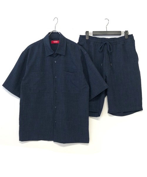 ADMIX/ATELIER SAB MEN（アドミックスアトリエサブメン）の「リネン麻調シャンブレー / オーバーサイズ CPOシャツ ＆ ハーフパンツ ＆ 巾着 セットアップ 3点セット（セットアップ・メンズ・ネイビー/キナリ/ブラック/ダークブラウン・48/50/52）」の22枚目の写真