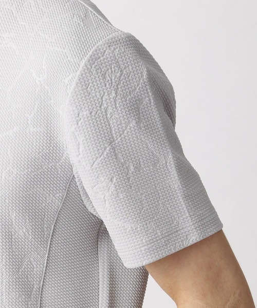 NICOLE CLUB FOR MEN（ニコルクラブフォーメン）の「ブリスタージャカード柄VネックTシャツ（Tシャツ/カットソー・メンズ・ブラック/ホワイト/ライトグレー/ラベンダー・MEDIUM/X-LARGE/LARGE）」の13枚目の写真