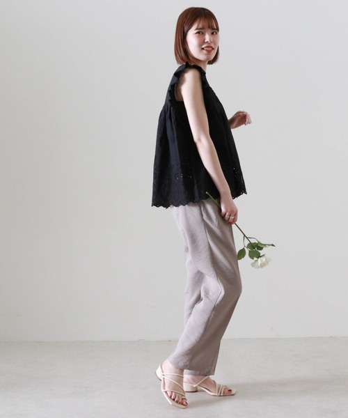 Cheek（チーク）の「ピンタックノースリーブブラウス（シャツ/ブラウス・レディース・ブラック/レッド/オフホワイト・MEDIUM）」の13枚目の写真