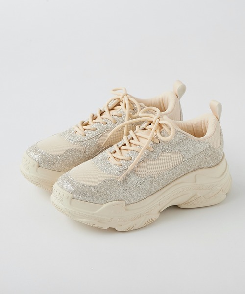 one after another NICE CLAUP（ワンアフターアナザーナイスクラップ）の「グリッター厚底スニーカー（スニーカー・レディース・ピンク系その他・LL/S/M/L）」の12枚目の写真