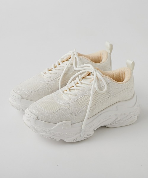 one after another NICE CLAUP（ワンアフターアナザーナイスクラップ）の「グリッター厚底スニーカー（スニーカー・レディース・ピンク系その他・LL/S/M/L）」の2枚目の写真