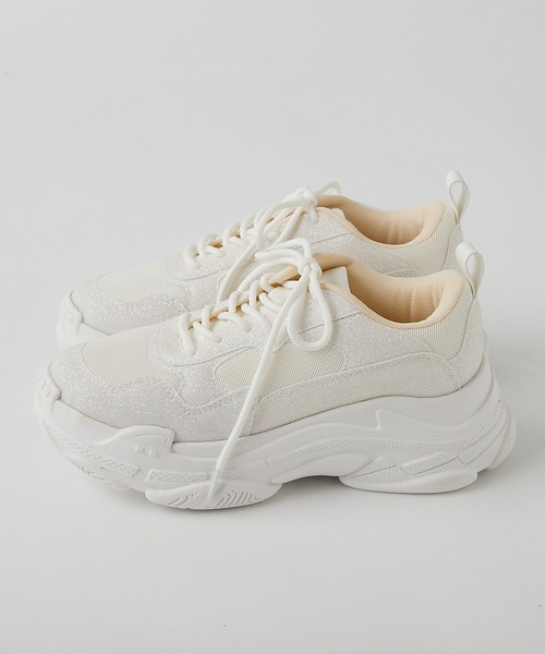 one after another NICE CLAUP（ワンアフターアナザーナイスクラップ）の「グリッター厚底スニーカー（スニーカー・レディース・ピンク系その他・LL/S/M/L）」の7枚目の写真