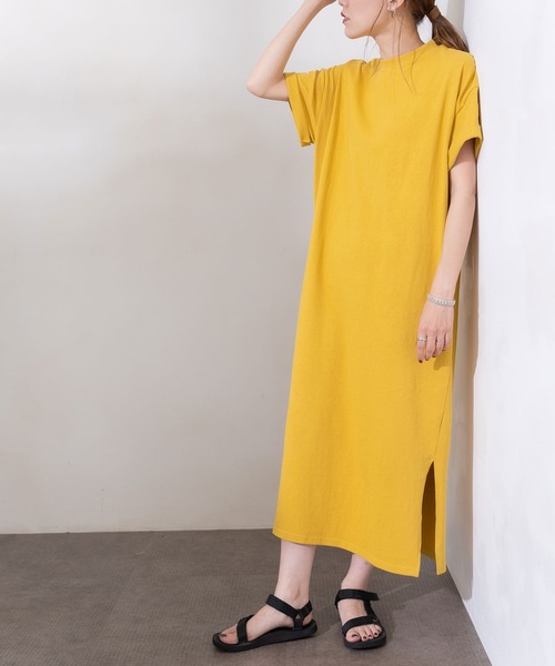 bohmal（ボマール）の「Tシャツチュニックワンピース（ワンピース・レディース・ホワイト/ブラック/マスタード/ベビーピンク・FREE）」の4枚目の写真