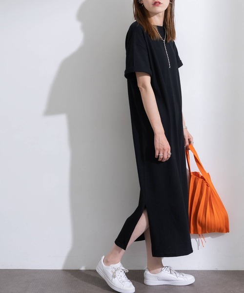 bohmal（ボマール）の「Tシャツチュニックワンピース（ワンピース・レディース・ホワイト/ブラック/マスタード/ベビーピンク・FREE）」の3枚目の写真