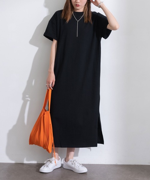 bohmal（ボマール）の「Tシャツチュニックワンピース（ワンピース・レディース・ホワイト/ブラック/マスタード/ベビーピンク・FREE）」の5枚目の写真