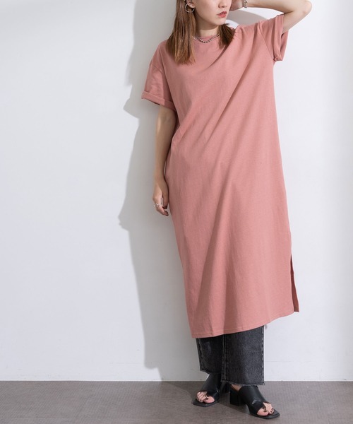 bohmal（ボマール）の「Tシャツチュニックワンピース（ワンピース・レディース・ホワイト/ブラック/マスタード/ベビーピンク・FREE）」の8枚目の写真