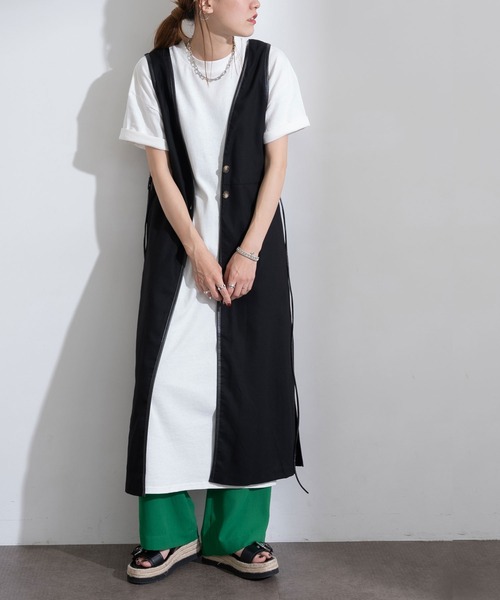 bohmal（ボマール）の「Tシャツチュニックワンピース（ワンピース・レディース・ホワイト/ブラック/マスタード/ベビーピンク・FREE）」の6枚目の写真