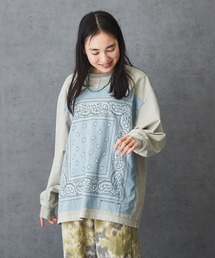 TOBILA（トビラ）の「度詰天竺ピグメント染めバンダナ長袖Tシャツユニセックス（Tシャツ/カットソー）」
