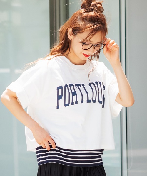 coca（coca）（コカ）の「ヘビーウェイトクロップドカレッジTee（Tシャツ/カットソー・レディース・ホワイト/ブラック/ネイビー/グレー系その他・M/L）」の2枚目の写真