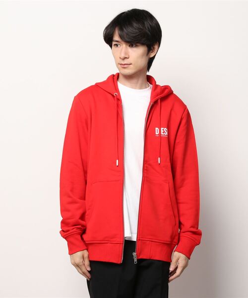 メンズ ジップパーカー ロゴプリント BCI サステナブル