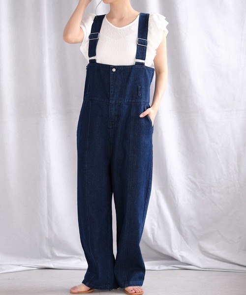 ANDJ（アンドジェイ）の「デニムハイウエストサロペット