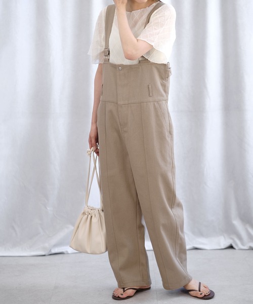 ＡＮＤＪ（アンドジェイ）の「デニムハイウエストサロペット（サロペット/オーバーオール・レディース・オフホワイト/ベージュ/ブルー・M）」の10枚目の写真